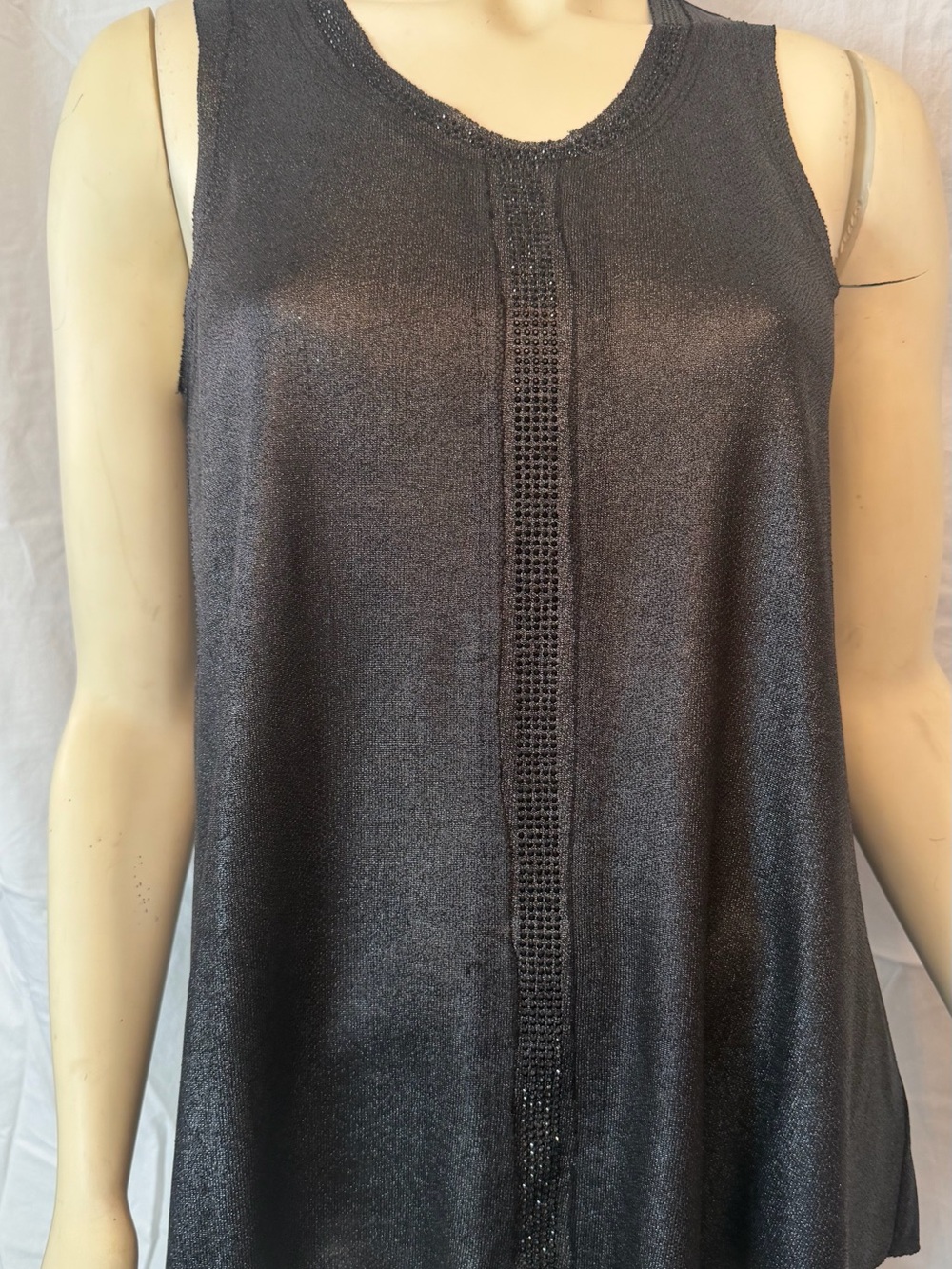 Vocal Brown Shimmery Tank with Beaded Trim